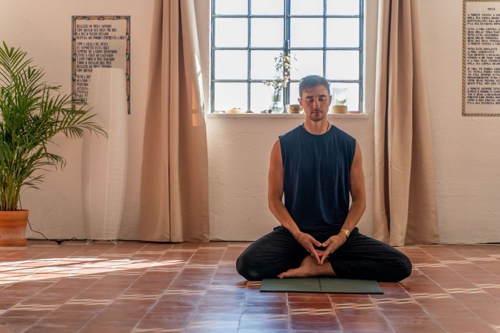 Meditation session in a sunlit studio