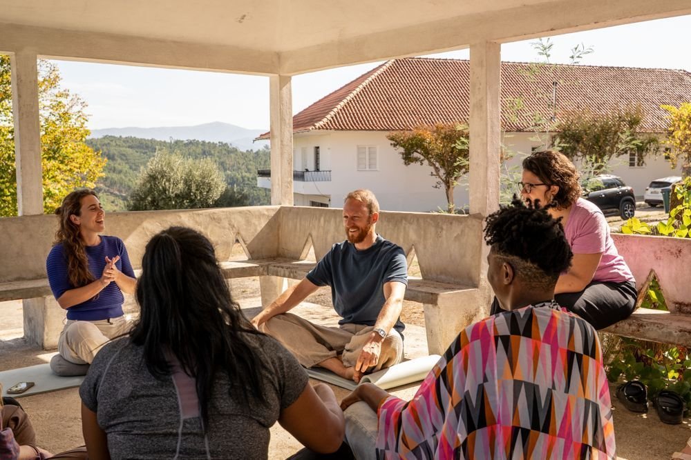 Group session on a terrace