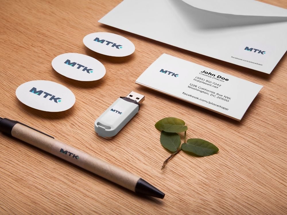 Stationery set on a wooden desk