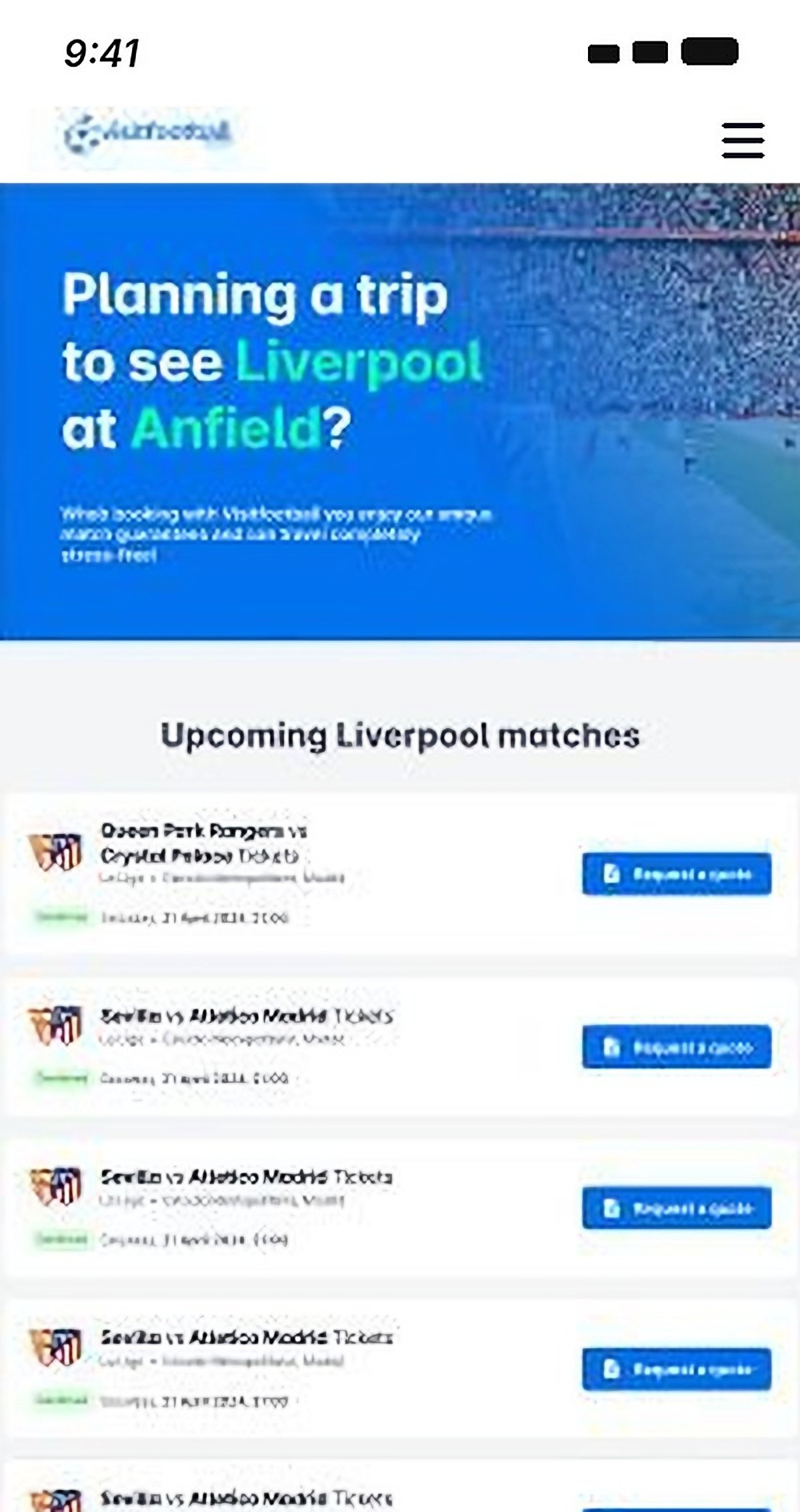 Mobile match page on a phone